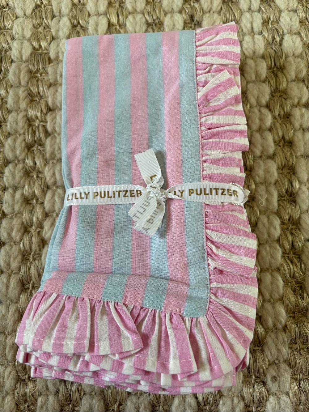 Lilly Pulitzer Pink and Light Blue Striped dinner napkins